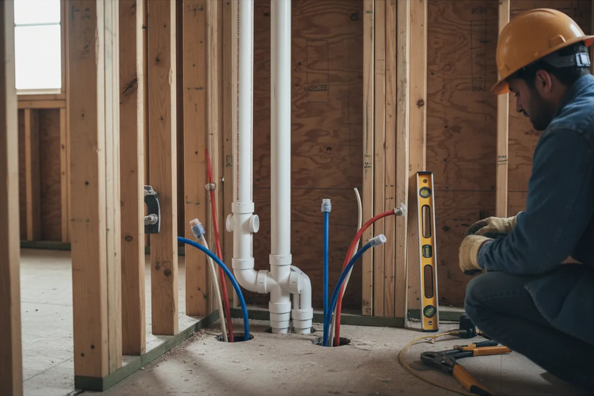 Drain and supply rough-in during Leak Detection in La Belle